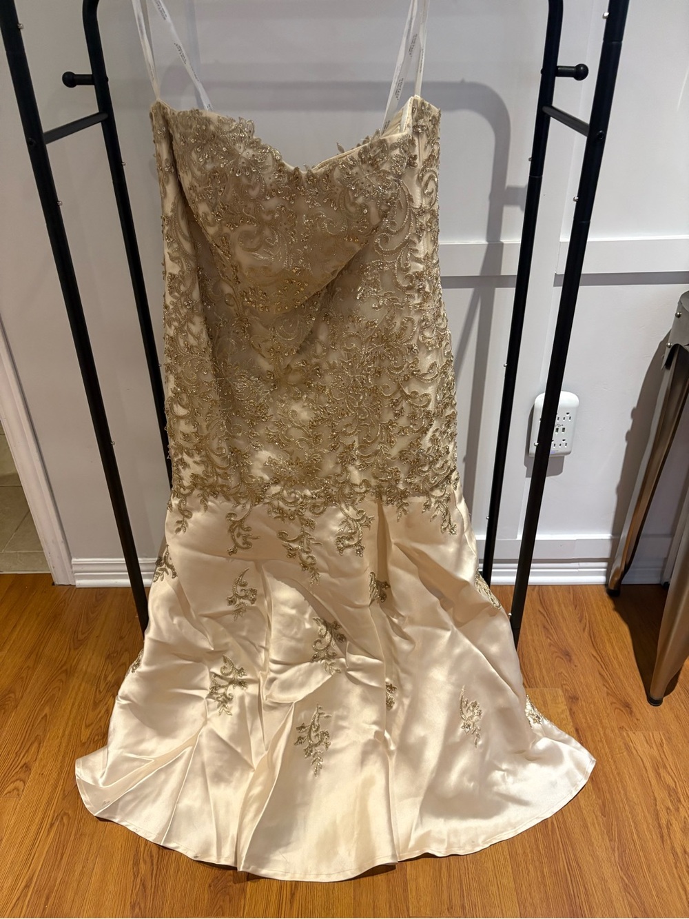 Mon Cheri Gold Beaded Embroidered Maxi Dress